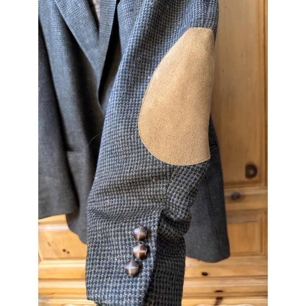 English Manor Men's Tweed Sport Coat Blazer Two Button Brown Wool Size 46L - Picture 4 of 16